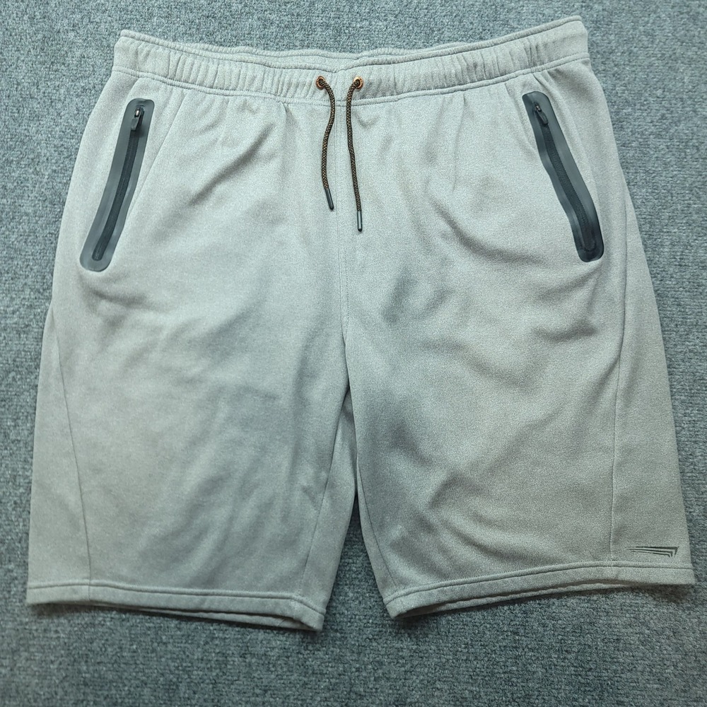 Copper Fit Mens Gray Copper Infused Athletic Shorts Zipper Pockets XL 20in Waist